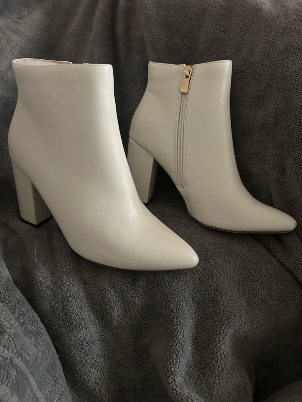 Classic White Ankle Booties with Side Zip